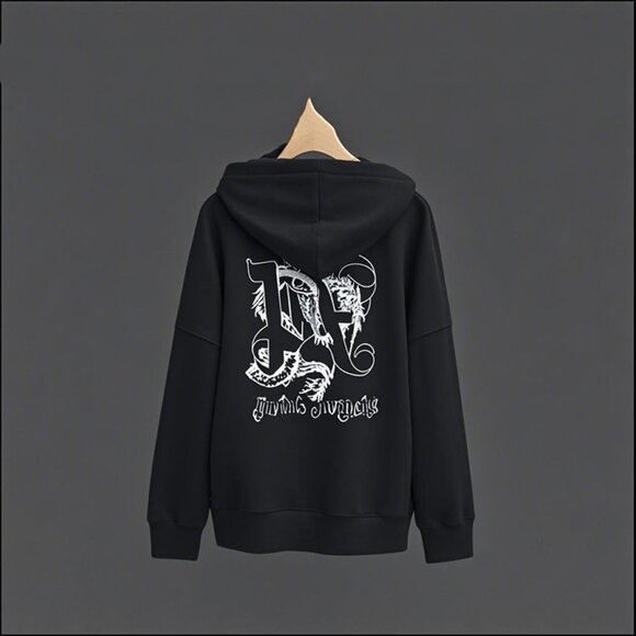 NWT Palm Angels Black Hooded Sweatshirt With Letter Embroidery